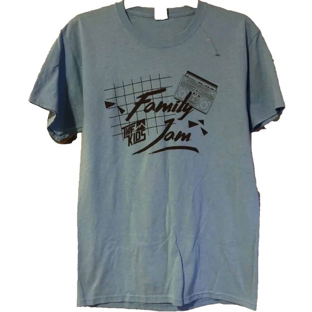 The Kids Family Jam T Shirt Mens Medium Blue Retro Boombox Graphic Tee USA